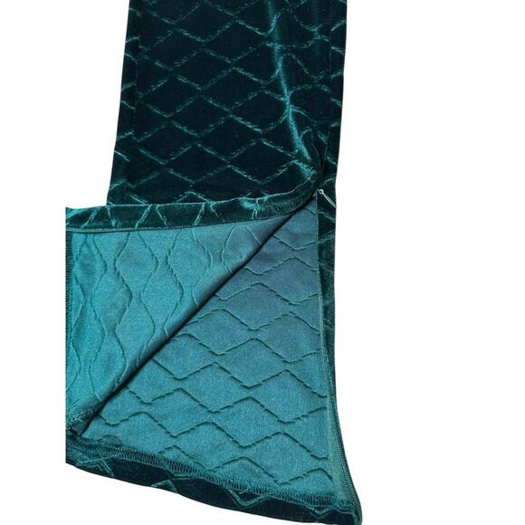 Weili Zheng NEW Embossed Velvet Straight leg Pants Green XS Zipper Ankles $350 - Picture 4 of 8